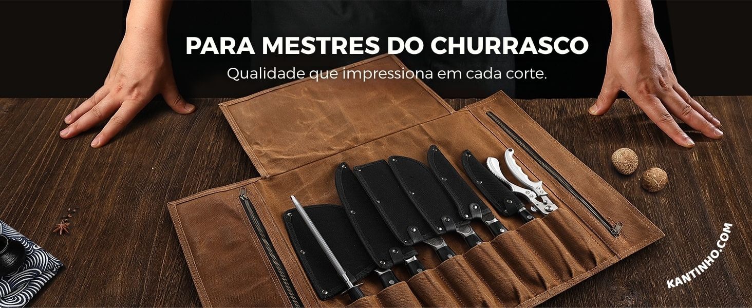 Kit completo organizado em bolsa aberta, ideal para mestres do churrasco.