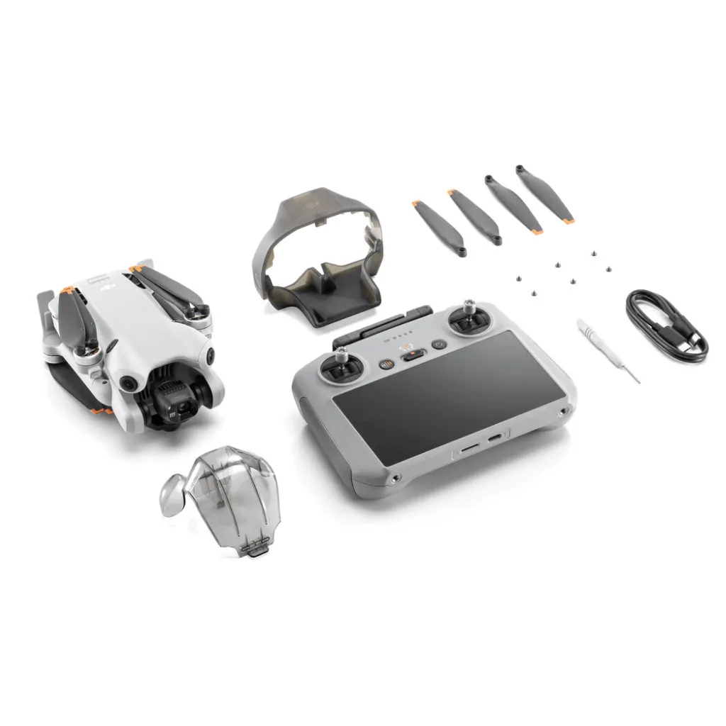 Conteúdo da caixa do DJI Mini 4 Pro Standard com Tela
